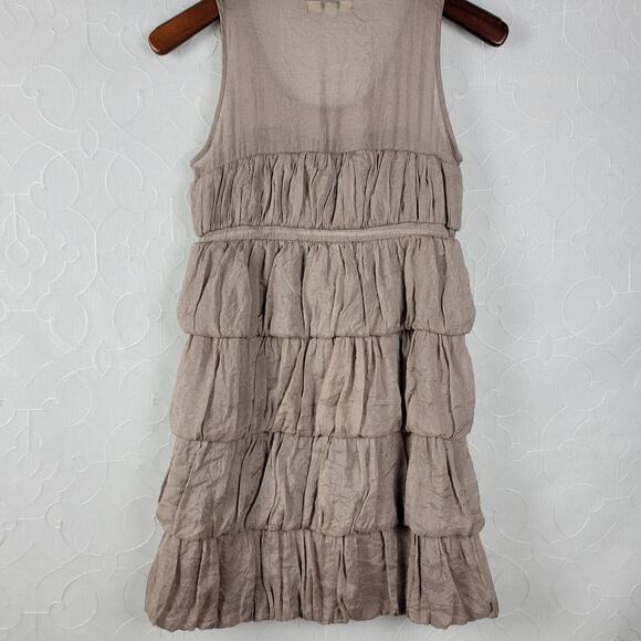 Ya Los Angeles Women Dress Size S Gray Metallic Sleeveless Tie Waist Tiered Mini - Picture 6 of 9